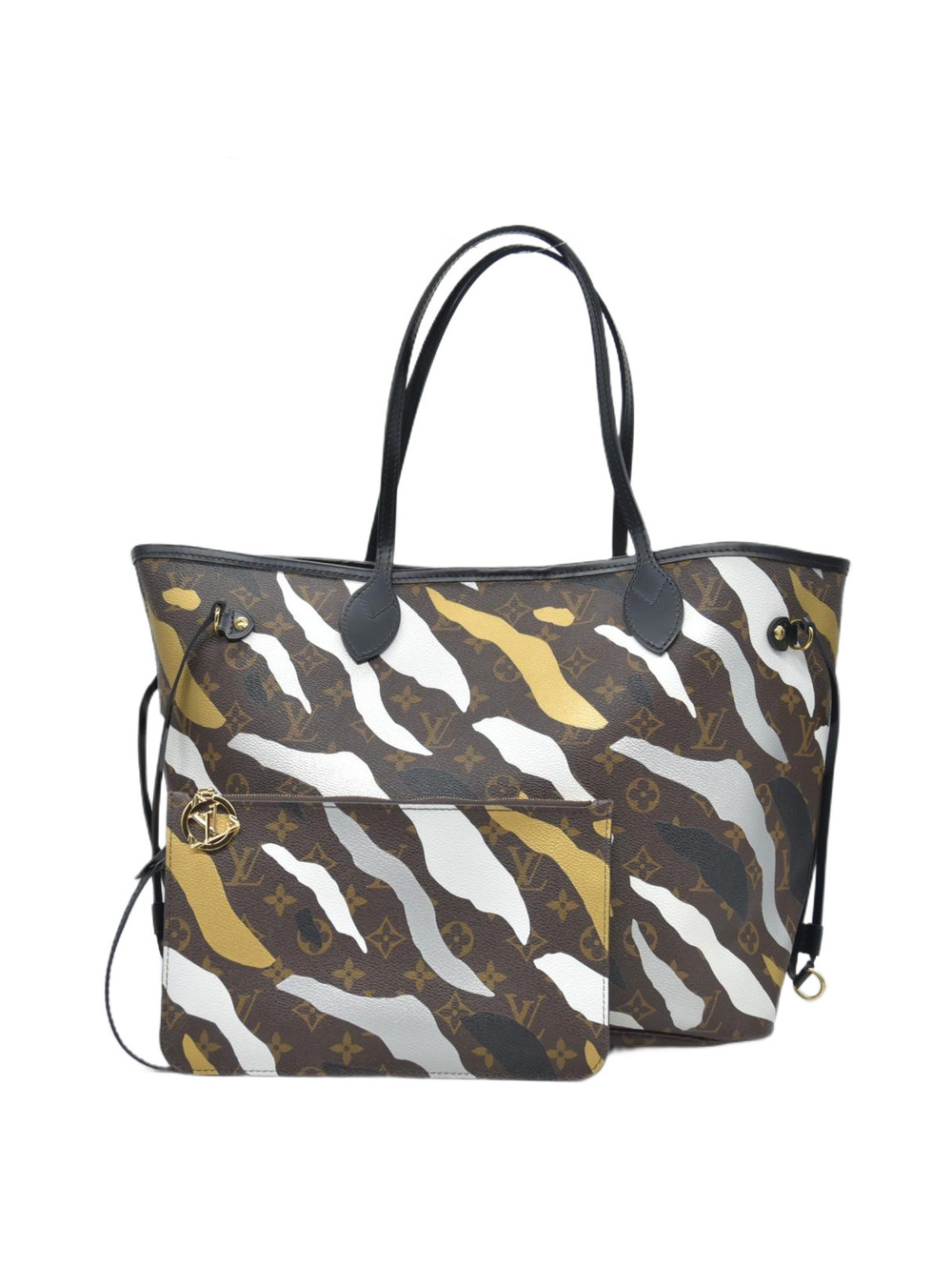 $2550 Louis Vuitton x LoL Monogram Neverfull MM Gold Silver